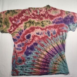 Avatar Tie Dye T-Shirt Mens XL Multicolor Nepal Cotton Short Sleeve Boho Spiral